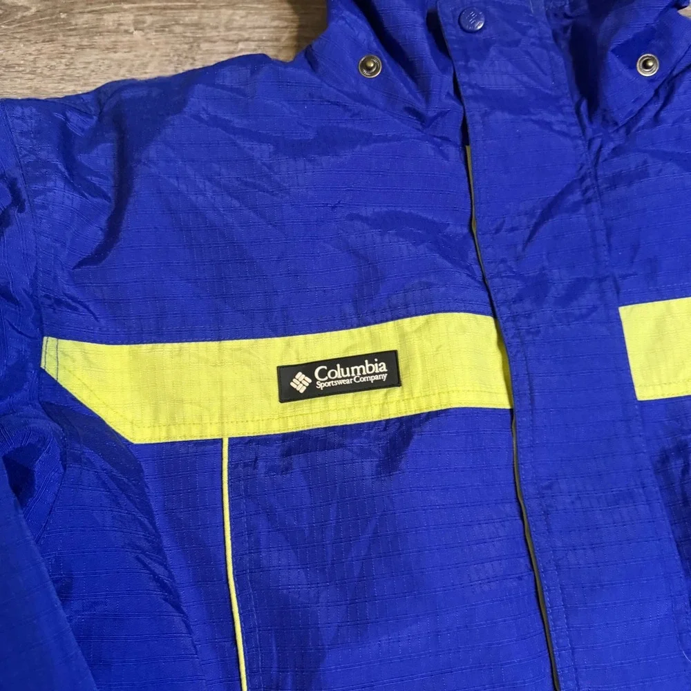 Columbia Tectonite Ski Jacket Blue Neon Yellow Vintage 90s Youth XL 18/20